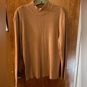 Coldwater Creek Tan Ribbed Turtleneck Top